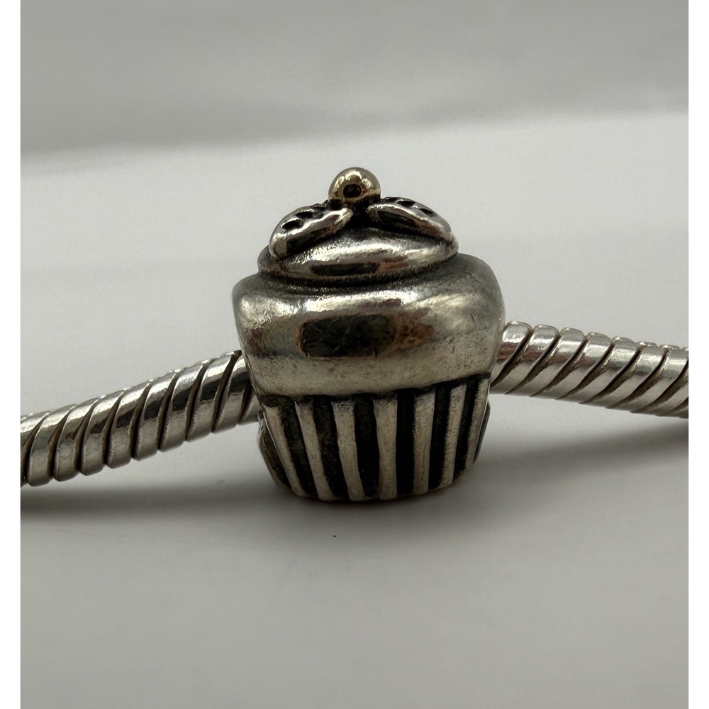 Authentic Pandora Cupcake Charm, 790417, Silver & 14K Gold, 925 ALE